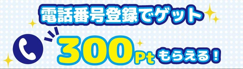 電話番号登録で300pt獲得
